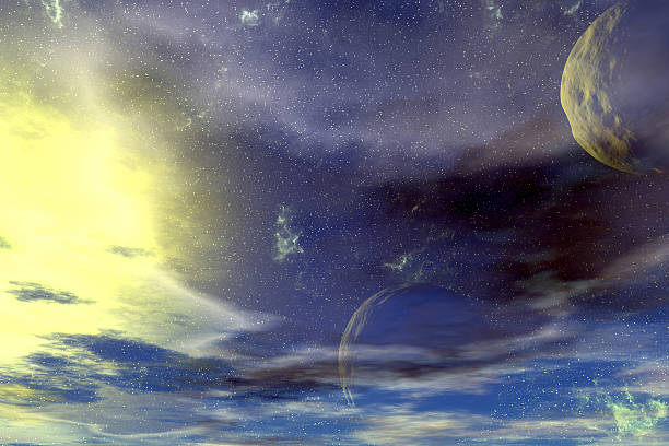 istock Sky of stranger planet, 3D rendering 614719302