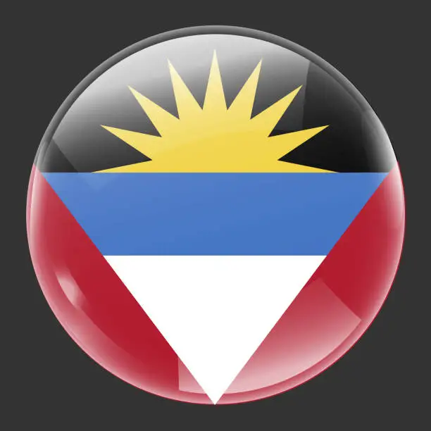 Vector illustration of Antigua barbuda flag Glossy Button