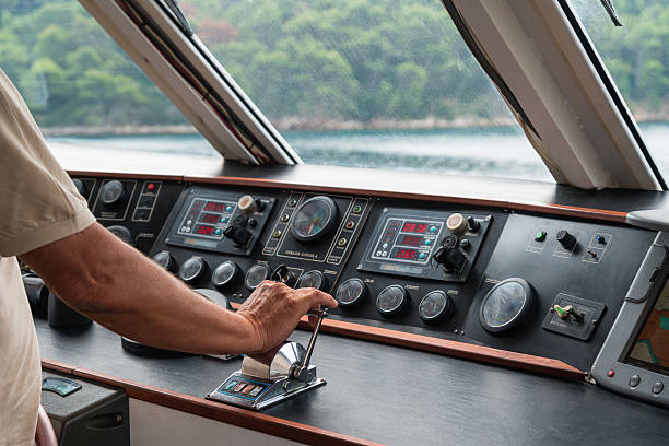 istock Captain driving yacht 614721688