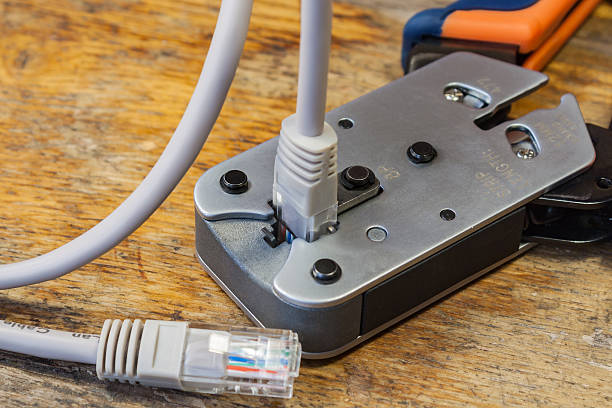 istock Crimping tool for mounting of the connectors RJ45 614724722