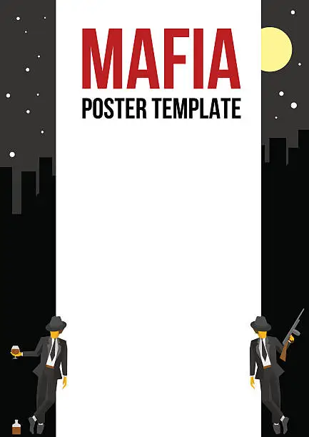 Vector illustration of Poster of flyer template with two retro gangsters
