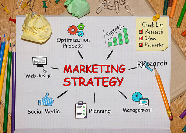istock Notebook with Toolls and Notes about Marketing Strategy,concept 614730484