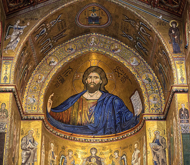 istock Gold Mosiac of Jesus 614731496