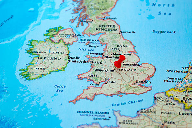 istock Birmingham, U.K. pinned on a map of Europe 614733316