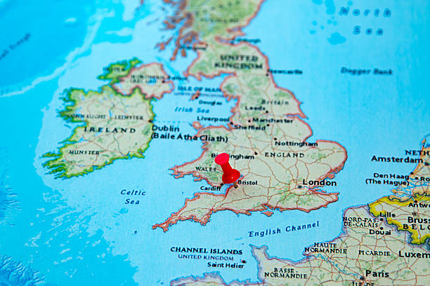 istock Bristol, U.K. pinned on a map of Europe 614733454
