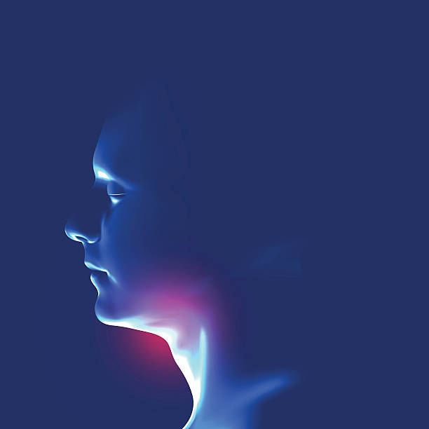Human head with inflammation of the throat. vector art illustration
