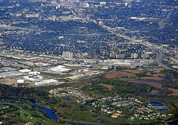 Kitchener Waterloo aerial aerial view of Kitchener Waterloo near Centreville area, Ontario Canada kitchener ontario photos stock pictures, royalty-free photos & images