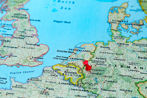 istock Cologne, Germany pinned on a map of Europe 614734018