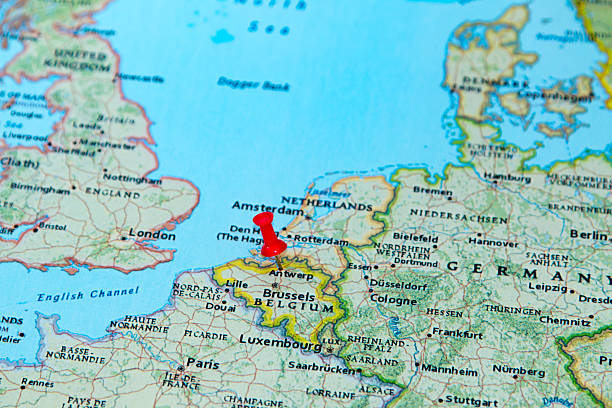 istock Antwerp, Belgium pinned on a map of Europe 614734168