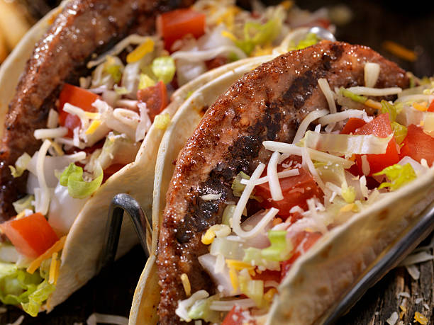 istock Cheeseburger Tacos with Fries 614734486