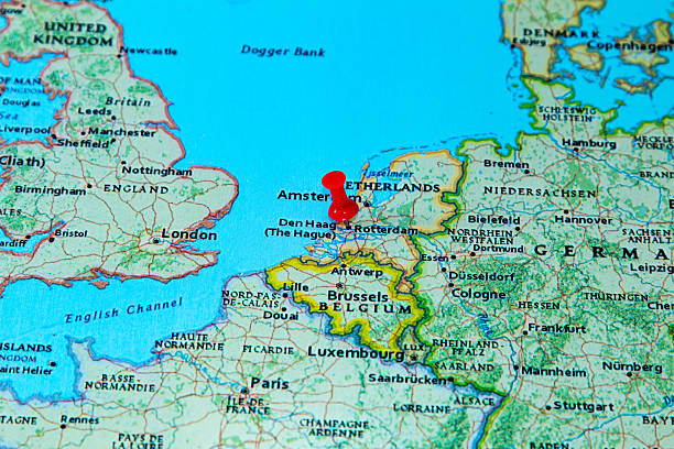 istock Rotterdam, Netherlands  pinned on a map of Europe 614734856