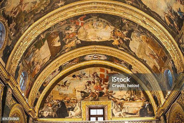 Painted Ceiling Of St Johns Cocathedral Stock Photo - Download Image Now - Malta, Valletta, St. John's Co-Cathedral