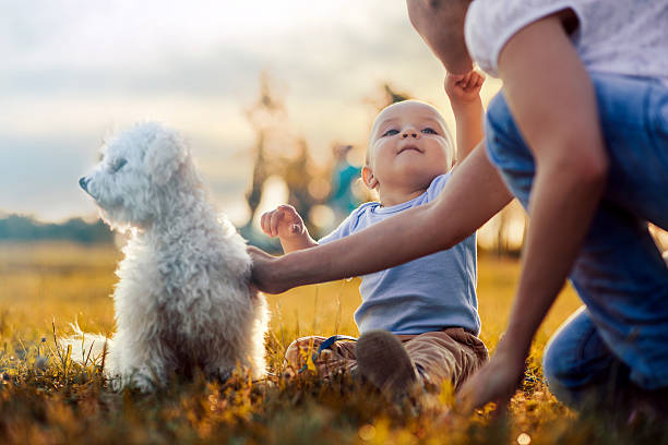 istock Mother and son with puppy 614735306