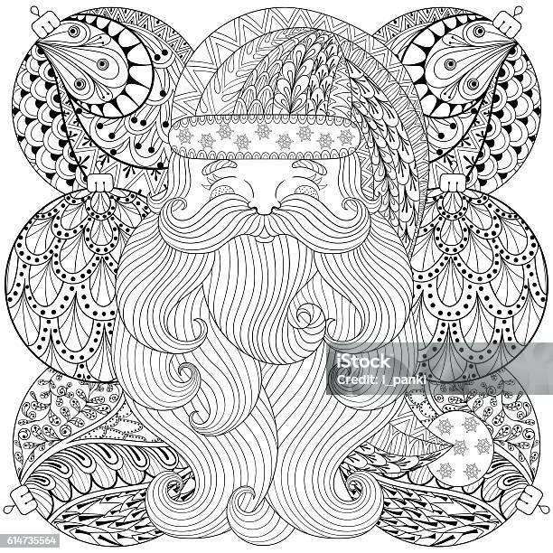 Fancy Santa On Christmas Balls Stock Illustration - Download Image Now - Christmas, Coloring, Coloring Book Page - Illlustration Technique
