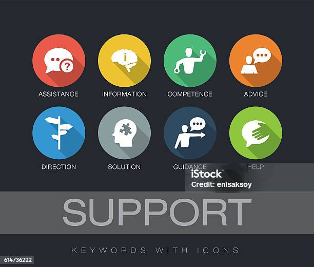 Support Keywords With Icons Stock Illustration - Download Image Now - Circle, Icon Symbol, People