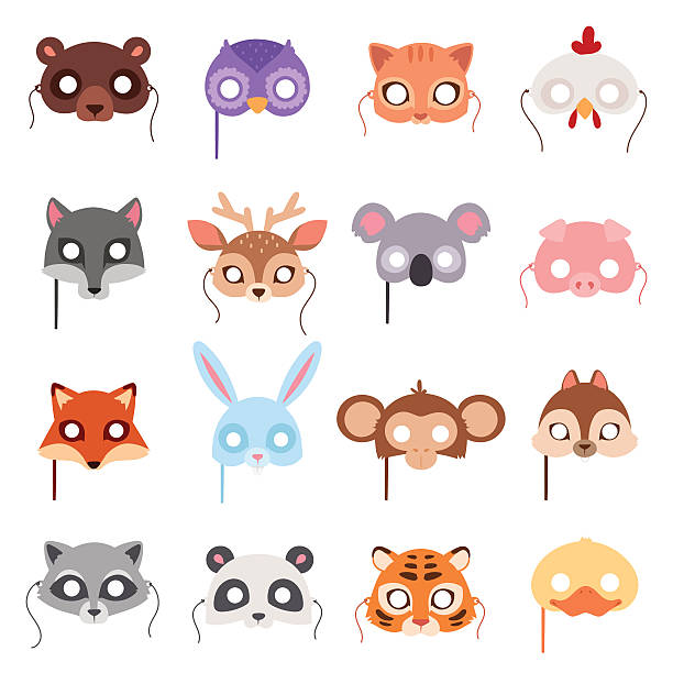 Set Of Cartoon Animals Party Masks Vector Stock Illustration - Download  Image Now - Protective Face Mask, Animal, Halloween - iStock