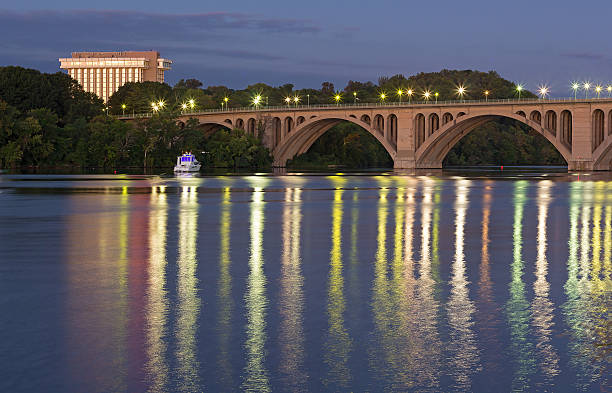 istock Key Bridge before sunrise in Washington DC, USA. 614738140