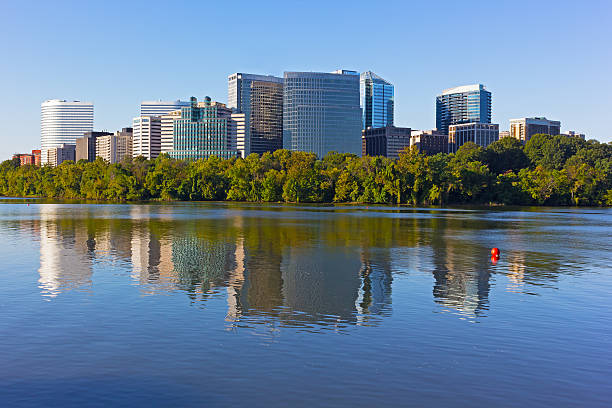 Beautiful morning at Georgetown Park with Virginia suburb across the river.
