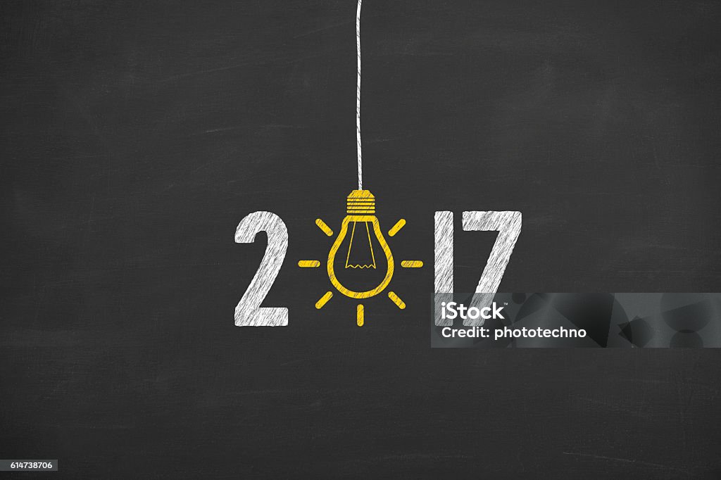 New Year 2017 Idea Concept on Chalkboard Background 2017 Stock Photo