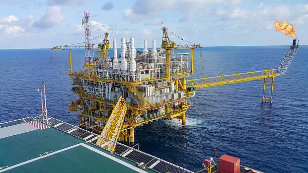 istock Offshore construction platform for production oil and gas 614740026