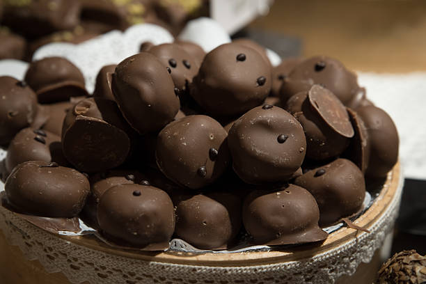 istock Handmade chocolate sweets in European local store in Lviv 614740052