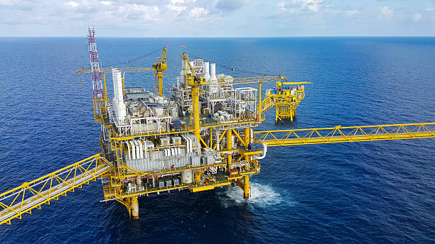 istock Offshore construction platform for production oil and gas 614740058