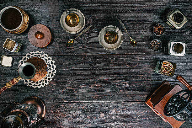 istock Still life with coffee cups and ingredients 614740936