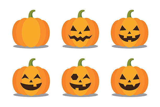 ilustraciones, imágenes clip art, dibujos animados e iconos de stock de halloween de calabaza - pumpkin
