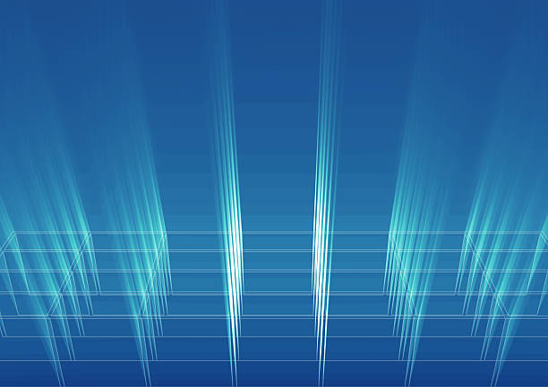 istock Abstract glowing blue lines in perspective 614745608