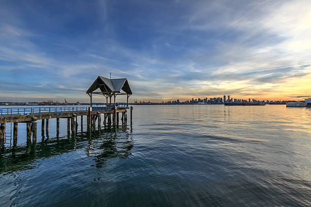 sunset view of downtown Vancouver from North Vancouver, BC, Canada sunset view of downtown Vancouver from North Vancouver, BC, Canada shadow british columbia landscape cloudscape stock pictures, royalty-free photos & images