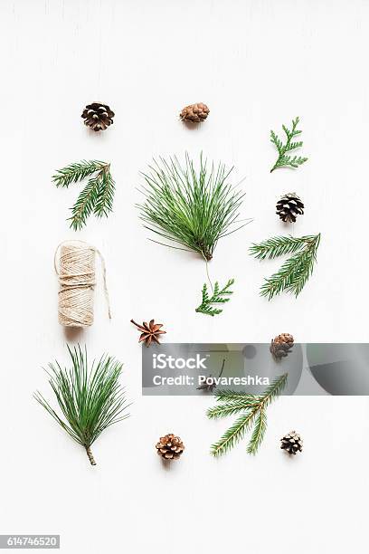 Christmas Composition With Pine Cones Fir Branches Stock Photo - Download Image Now