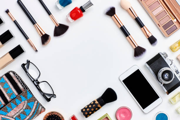 Knolling Concept - flat lay beauty products and technologies