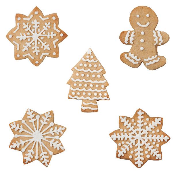 istock Gingerbread cookies set isolated on white 614747816