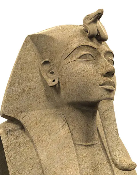 Stone Pharaoh Tutankhamen isolated on white background. 3D render