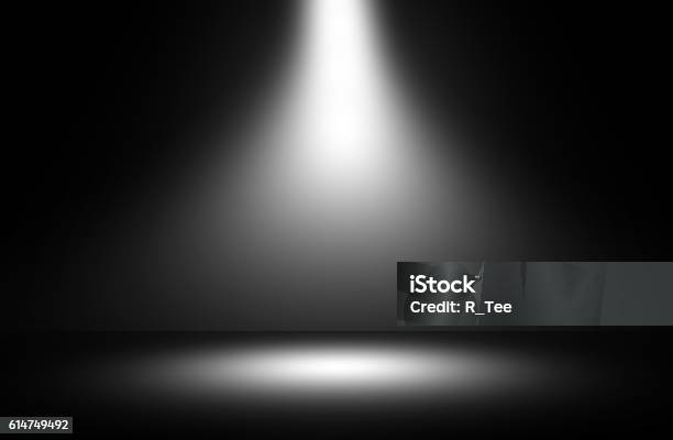 White Spotlight Show Studio Stock Photo - Download Image Now - Spotlight, Black Color, Studio Shot