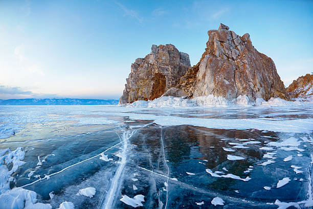 Shamanka mount on Baikal lake stock photo