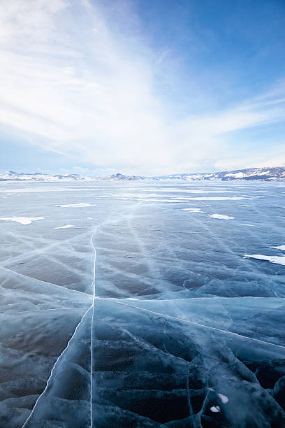 istock Winter ice landscape on lake Baikal with dramatic 614835038
