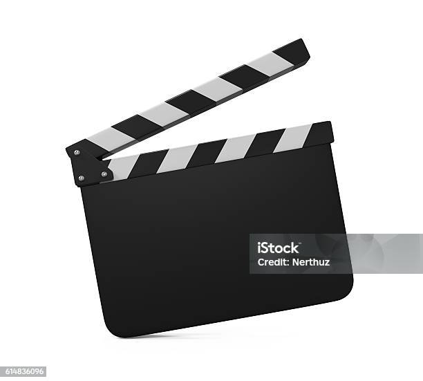 Empty Movie Clapper Board Stock Photo - Download Image Now - Film Slate, Movie, Three Dimensional