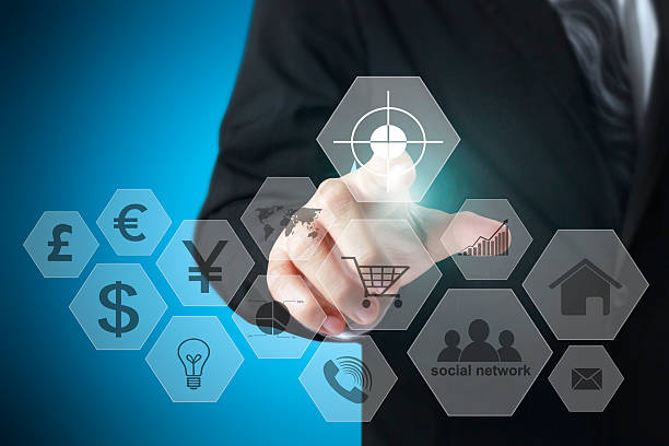 istock virtual icon of social network 614837588