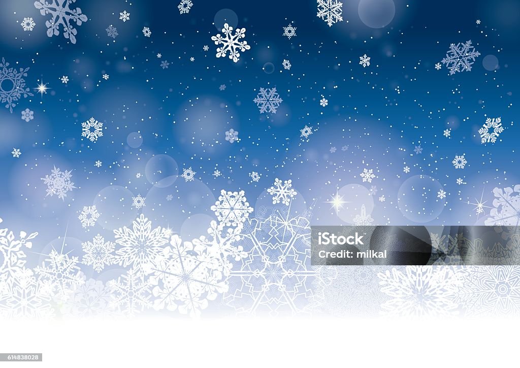 Fondo azul de navidad de invierno - arte vectorial de Copo de nieve libre de derechos