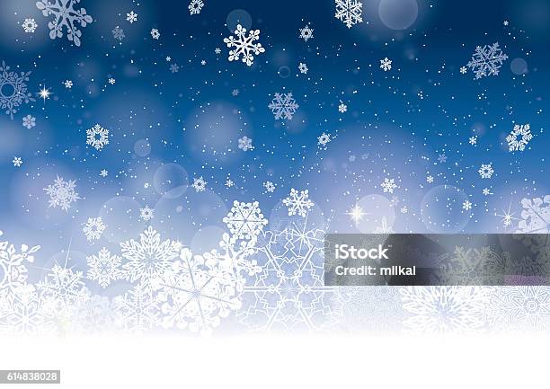 Ilustración de Fondo Azul De Navidad De Invierno y más Vectores Libres de Derechos de Copo de nieve - Copo de nieve, Imagen generada digitalmente, Nieve