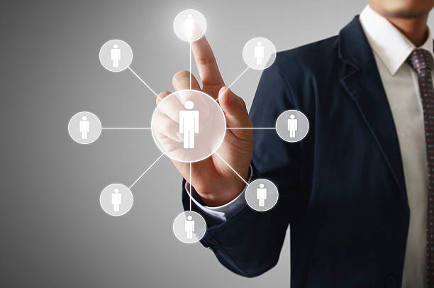 istock virtual icon of social network 614839138