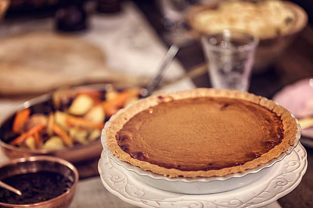 istock Pumpkin Pie Served for Traditional Holiday Dinner 614839424