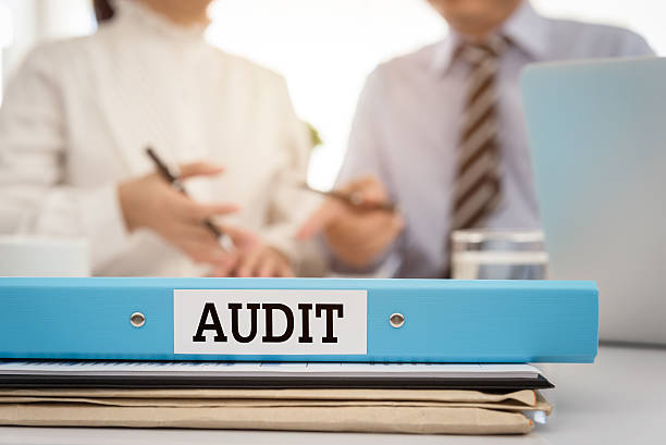 AUDIT The certification document file financial statements with the auditor are providing advice to manager. Concept of Audit. irs office stock pictures, royalty-free photos & images