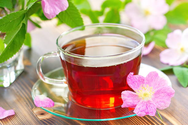 istock Cup of tea and dogrose 614841880