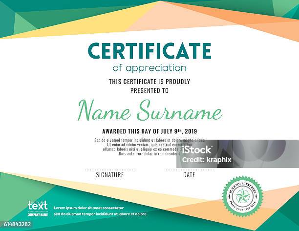 Modern Certificate Background Design Template Stock Illustration - Download Image Now - Certificate, Green Color, Diploma