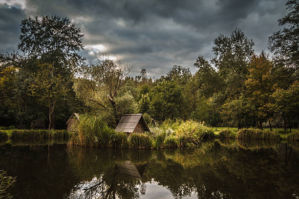 istock Fishing lake in the forest 614845534