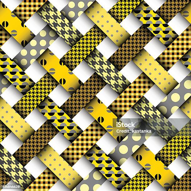 Yellow Patchwork Pattern Stock Illustration - Download Image Now ...