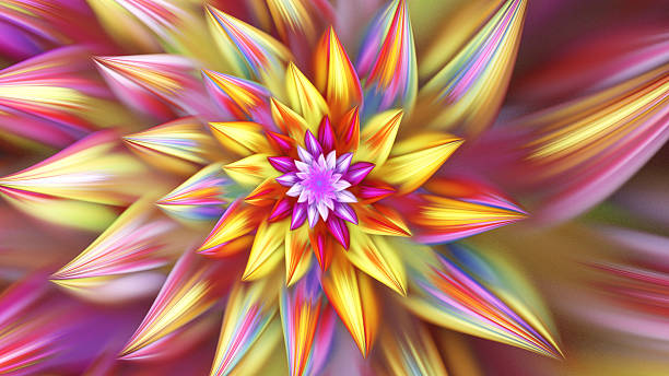 belle fleur exotique. - kaleidoscope fractal psychedelic abstract photos et images de collection