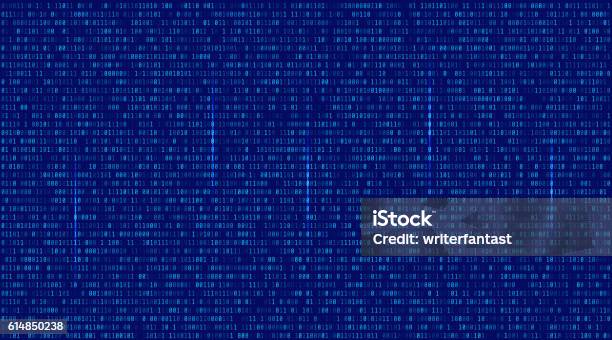 Sfondo Astratto Della Tecnologia Blu Codice Informatico Binario - Immagini vettoriali stock e altre immagini di Sfondi
